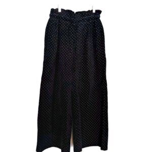 Earth Music & Ecology Women Pull On Wide Leg Pants XS/S Black tan Polka Dot NWOT